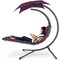 Best Choice Products Hanging Curved Chaise Lounge Chair Swing for Backyard, Patio w/ Pillow, Shade, Stand
